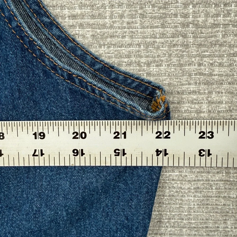 Vtg Vivaldi Jeanswear Denim Vest Women L Blue Button Front USA Boho Cottage Long